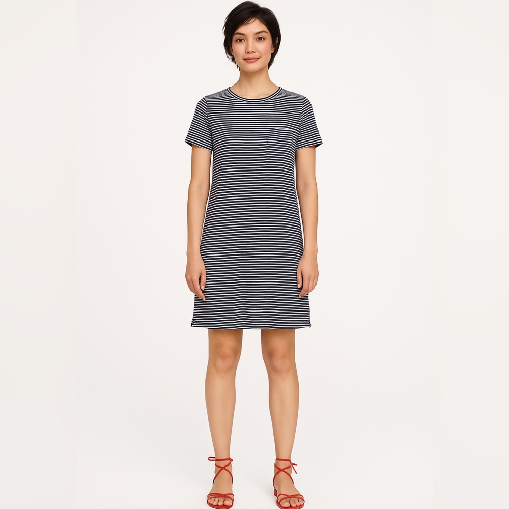 👗 Abercrombie & Fitch Striped T-Shirt Dress Navy White Size SP (Fits Like S/M)